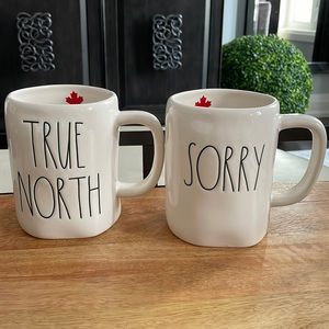 Rae Dunn TRUE NORTH & SORRY Mug Set
